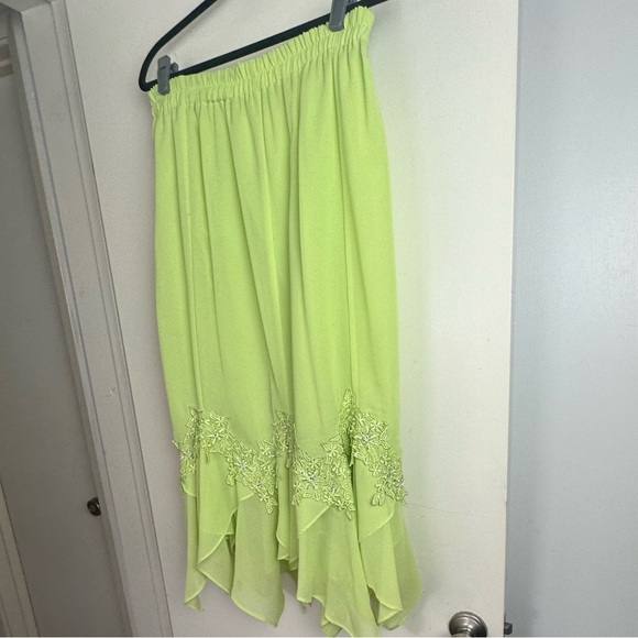 Vintage Y2K Grunge Fairy Embroidered Rhinestone Trim Asymmetrical Hem Skirt M-L - Picture 3 of 16